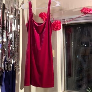 Fuchsia Midi Velvet Dress